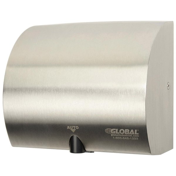 Global Industrial High Velocity Automatic Wall Hand Dryer, Stainless Steel, 120V 641164